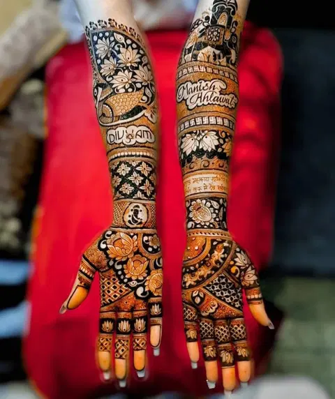 indian figure full hand mehndi design