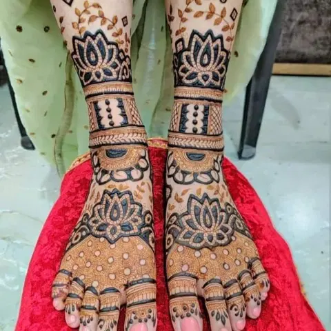 bridal lotus foot mehndi design