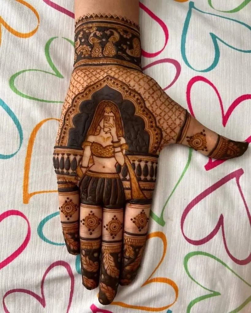 Bridal Stylish Back Hand Mehndi Design with Figures and Hearts (5)