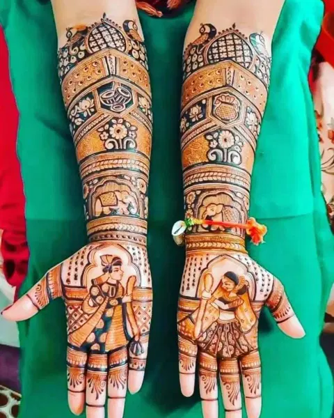 bridal figure front hand mehndi design