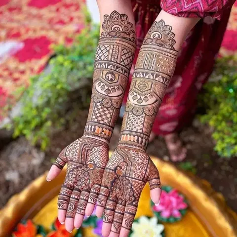 bridal peacock full hand mehndi design