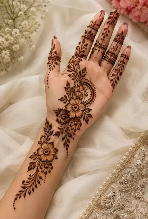 aesthetic arabic bel front hand mehndi design