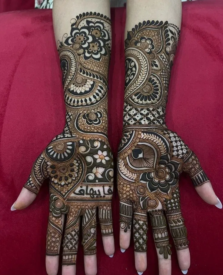 Bridal Indian Back Hand Mehndi Design with Flowers