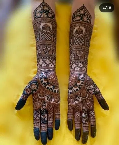 indian figure full hand mehndi design
