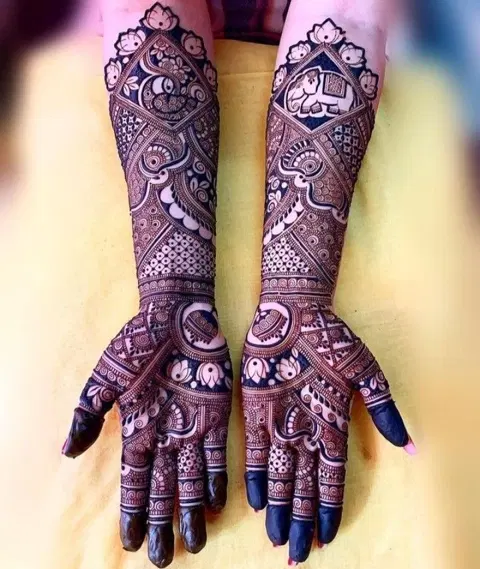 indian figure full hand mehndi design