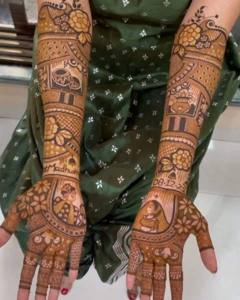 Front Hand Mehndi Design with Figures (4)