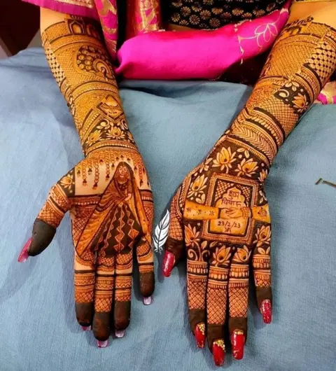 bridal stylish jaal full hand mehndi design
