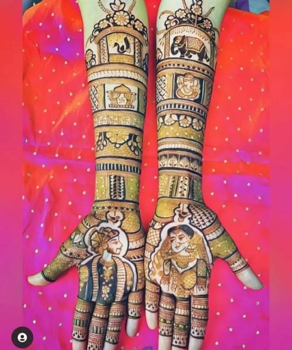 Bridal Full Hand Mehndi Design with Figures (9)