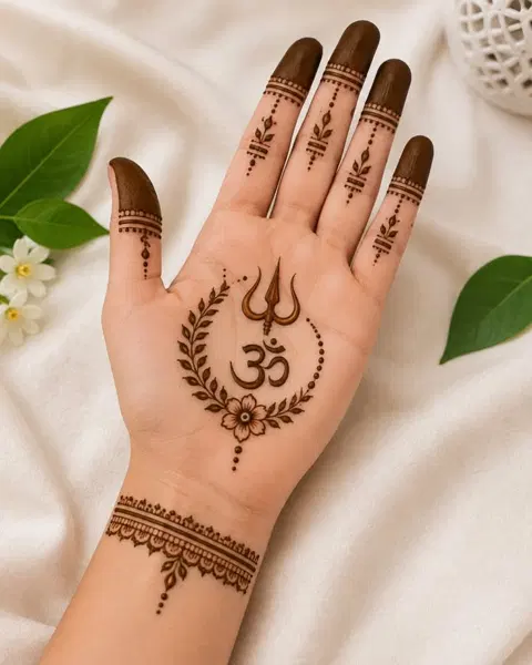 simple circle back hand mehndi design