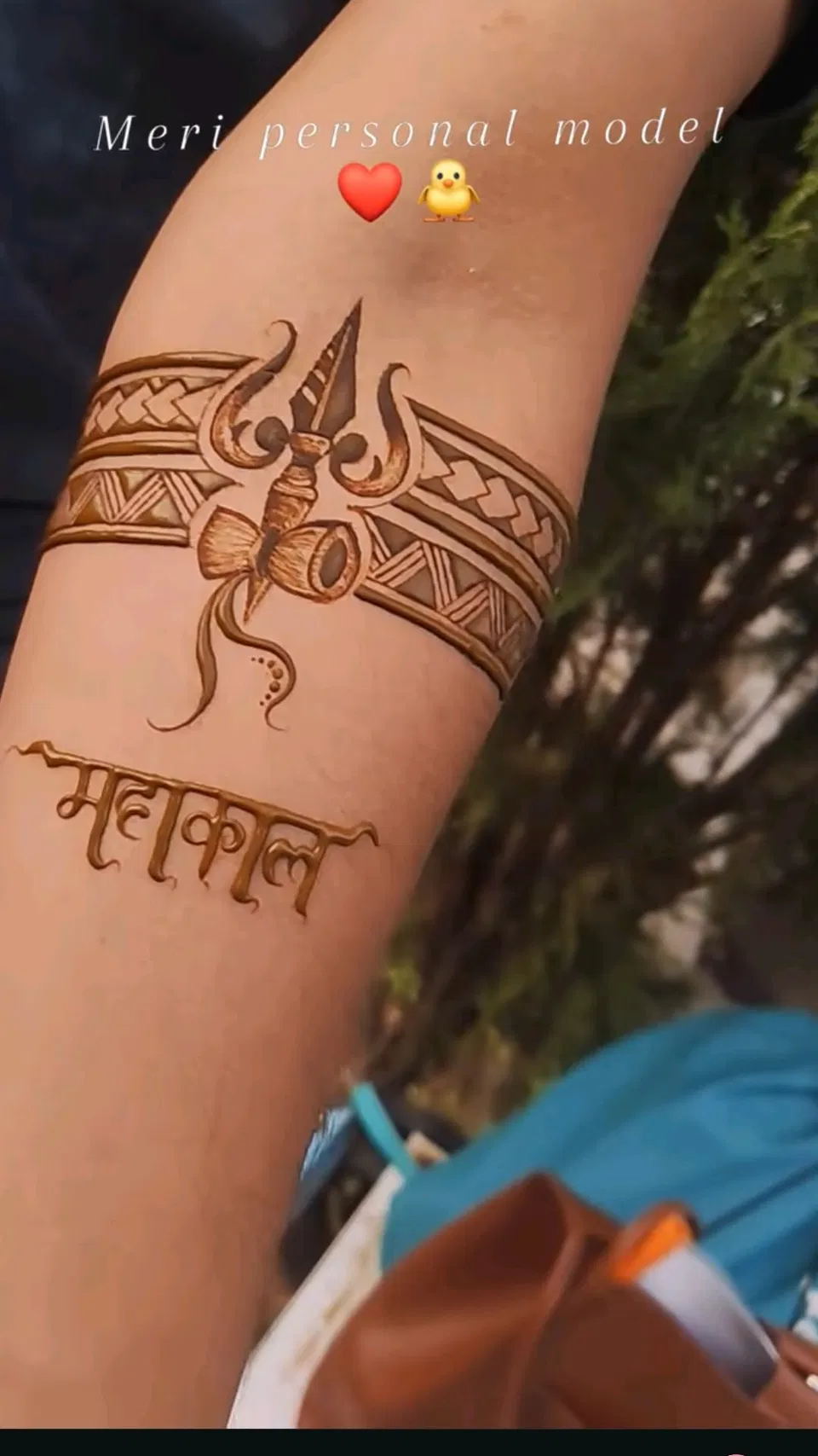 Minimal Simple Arm Mehndi Design with Deity for Sawan