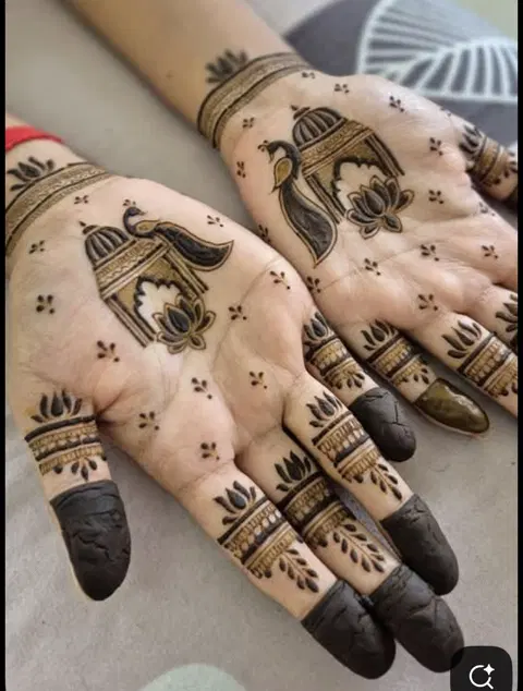 aesthetic indian deity front hand mehndi design
