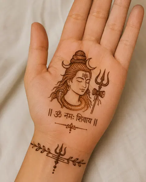 minimal simple deity back hand mehndi design