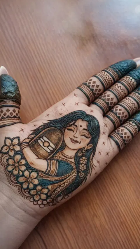 aesthetic deity arm mehndi design