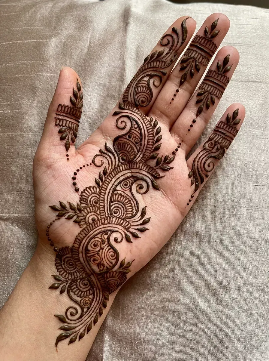 Arabic Simple Front Hand Mehndi Design with Bel