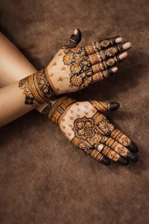 bridal indian finger mehndi design