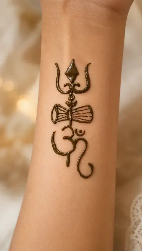 bridal stylish deity arm mehndi design