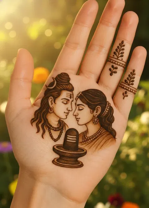 simple stylish deity mehndi design