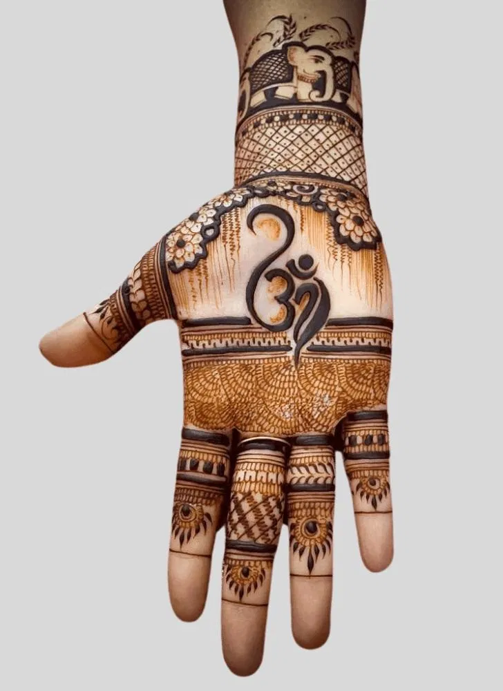 Bridal Front Hand Mehndi Design with Deity for Shivratri