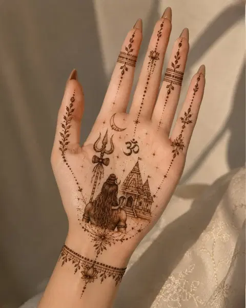 simple deity full hand mehndi design