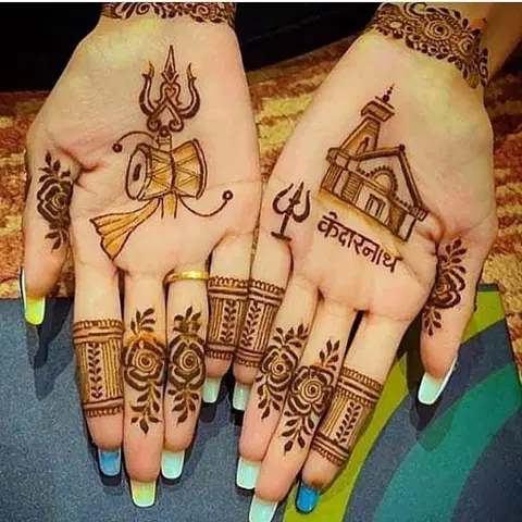simple deity back hand mehndi design