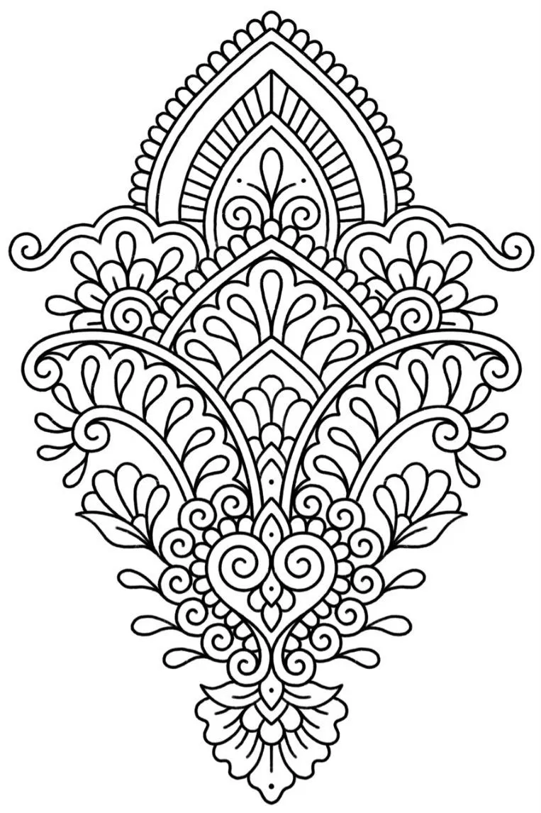 Indian Mehndi Design with Gol Tikki, Moon and Peacock