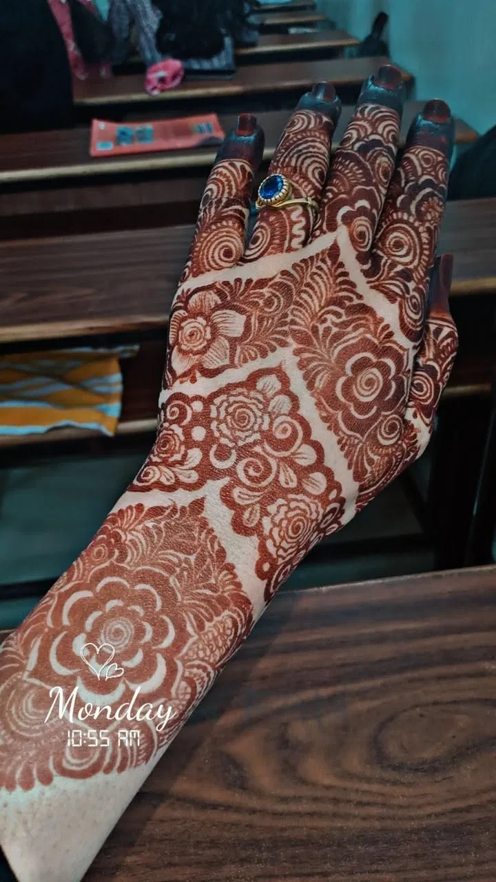 Bridal Pakistani Back Hand Mehndi Design with Jaal (2)