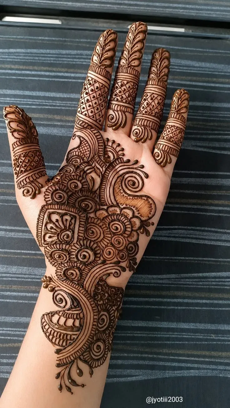 Arabic Bridal Back Hand Mehndi Design with Bel for Shivratri