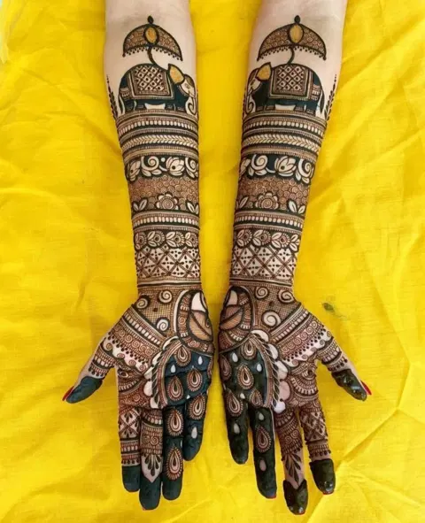 indian figure full hand mehndi design