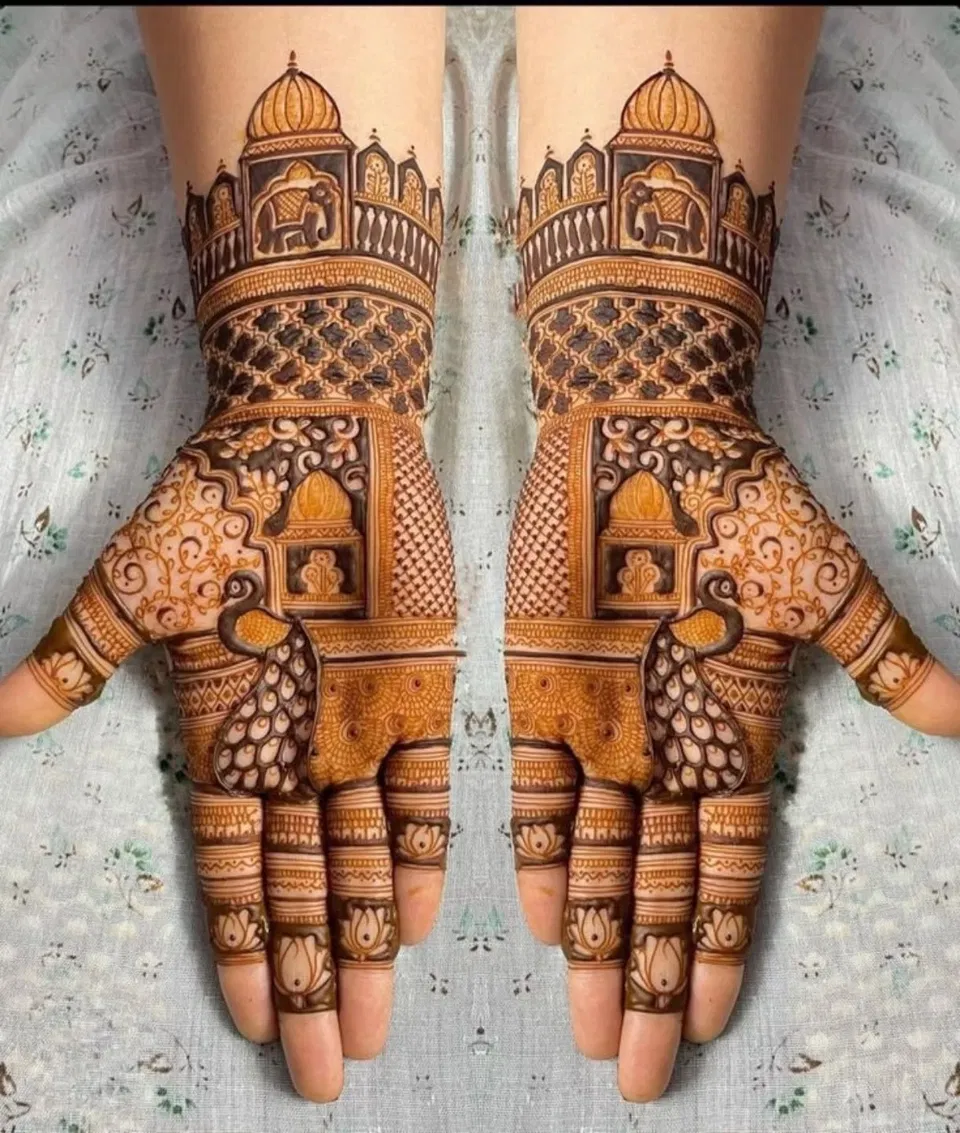Indian Mehndi Design with Peacock