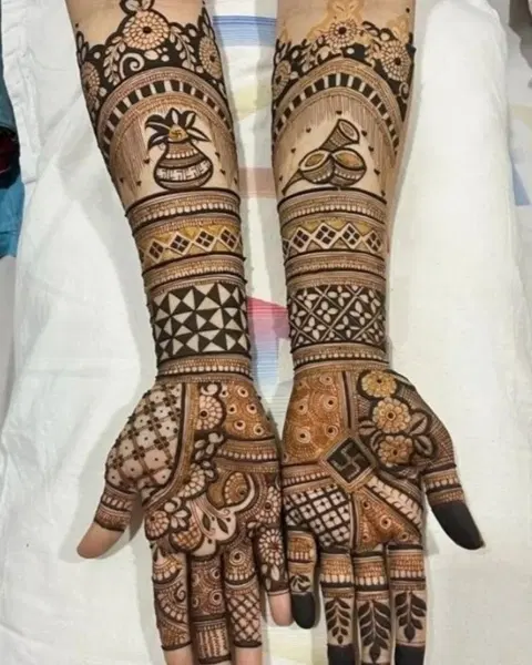 indian figure full hand mehndi design