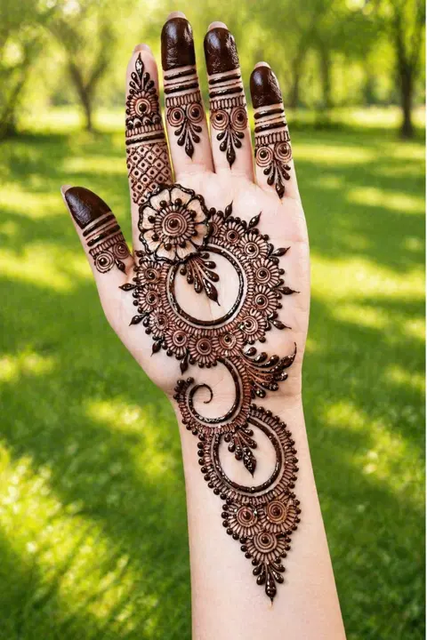 aesthetic arabic bel front hand mehndi design