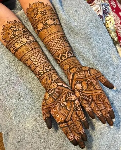 indian flower full hand mehndi design