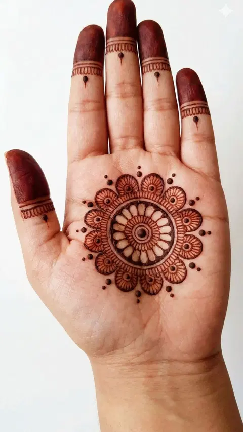 simple circle front hand mehndi design