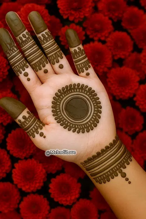 simple circle front hand mehndi design