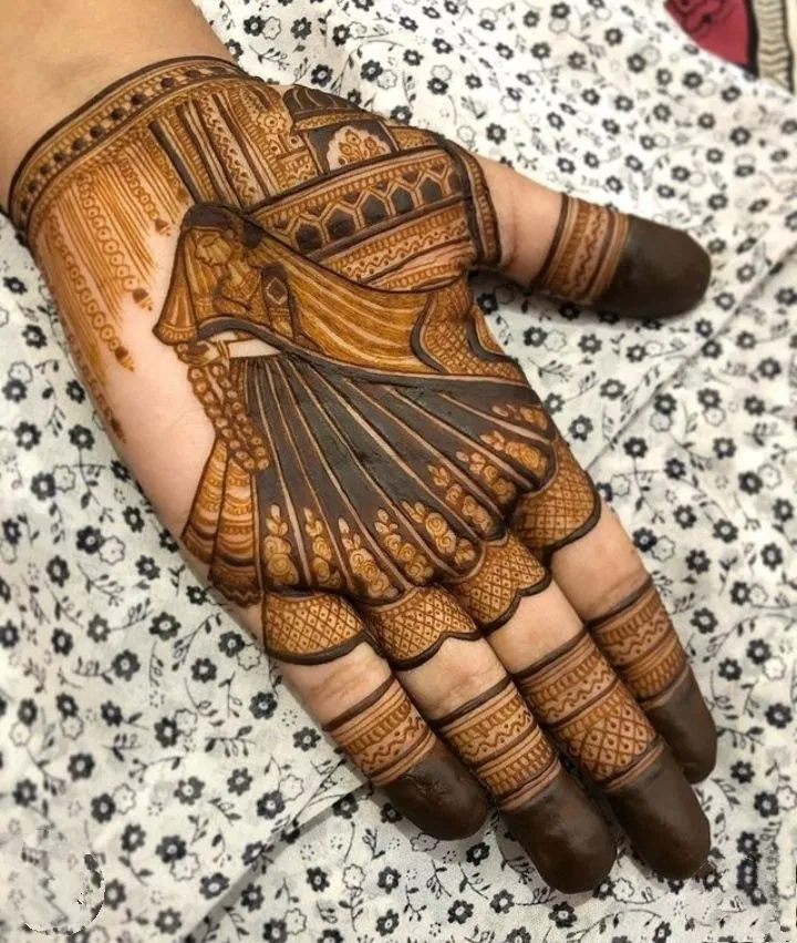 Bridal Back Hand Mehndi Design with Jaal and Peacock
