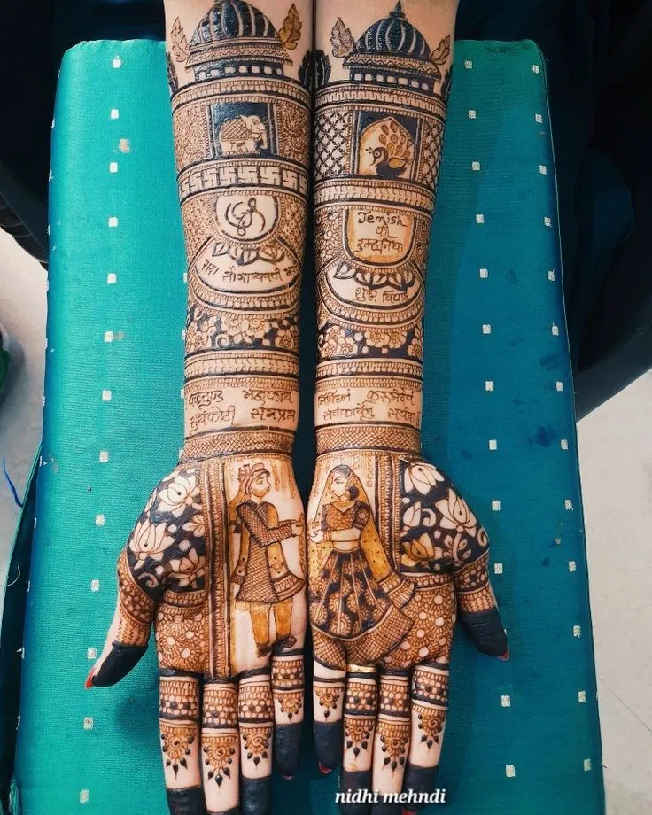 Bridal Front Hand Mehndi Design with Figures (4)