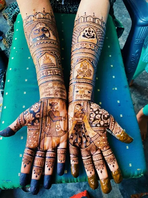 bridal figure front hand mehndi design