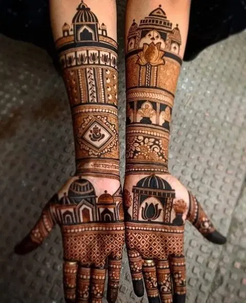 bridal indian figure front hand mehndi design