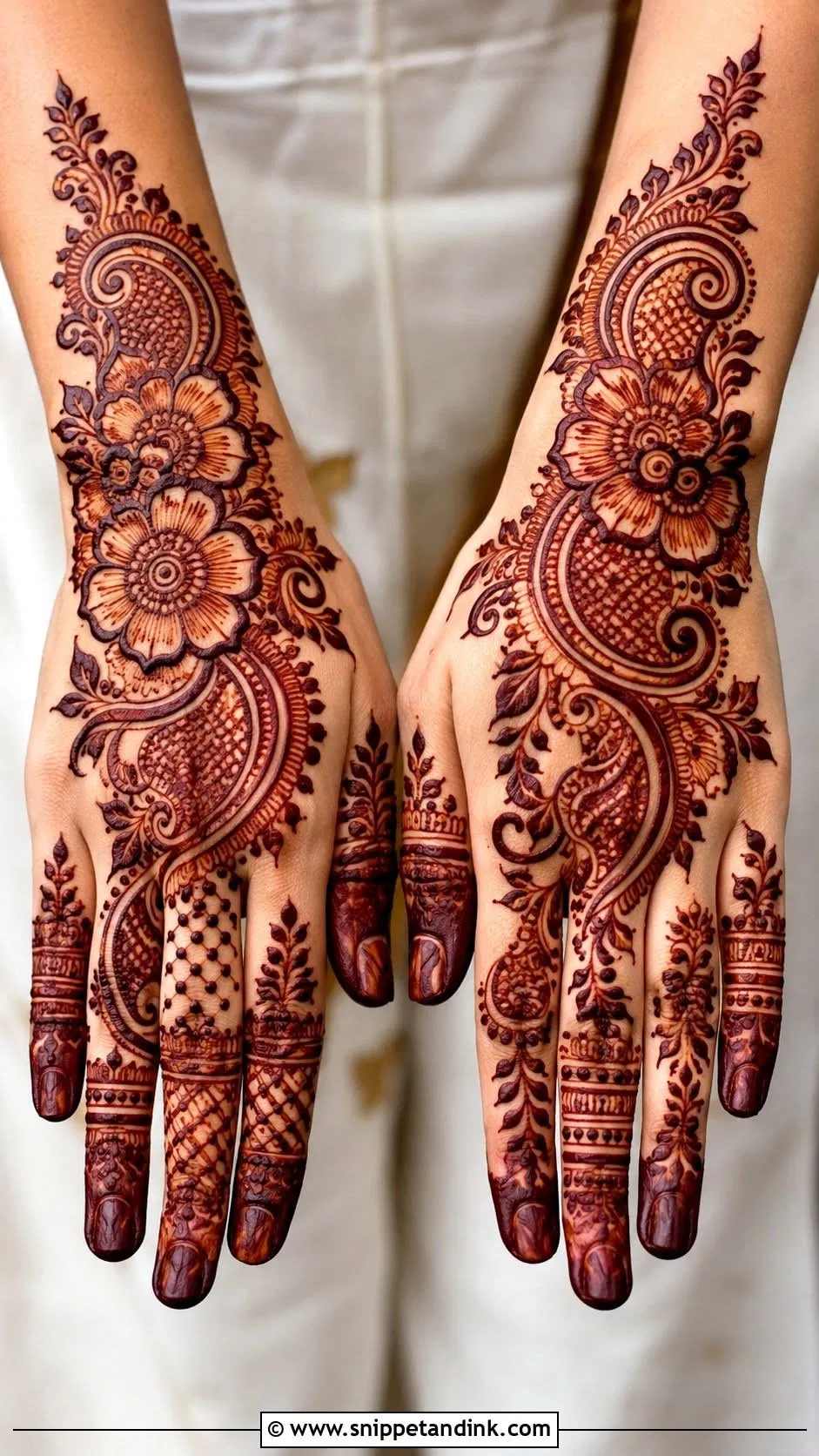 Aesthetic Bridal Back Hand Mehndi Design with Figures (4)