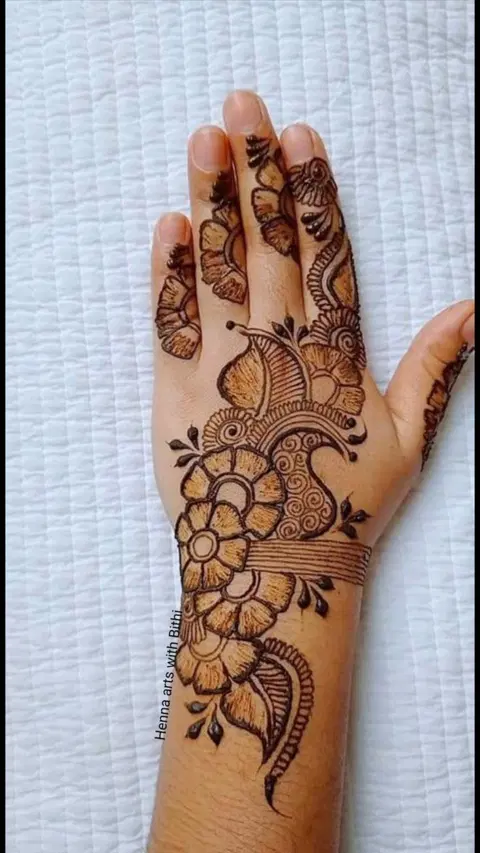 arabic simple flower back hand mehndi design