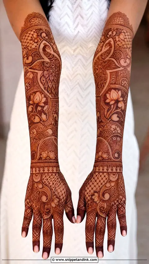 bridal figure back hand mehndi design
