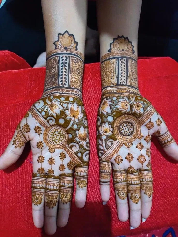 Front Hand Mehndi Design with Lotus