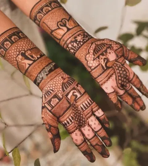 indian figure front hand mehndi design