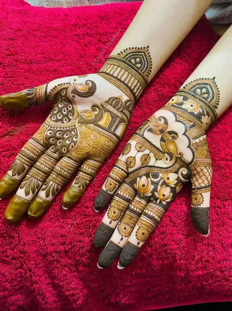 bridal peacock full hand mehndi design