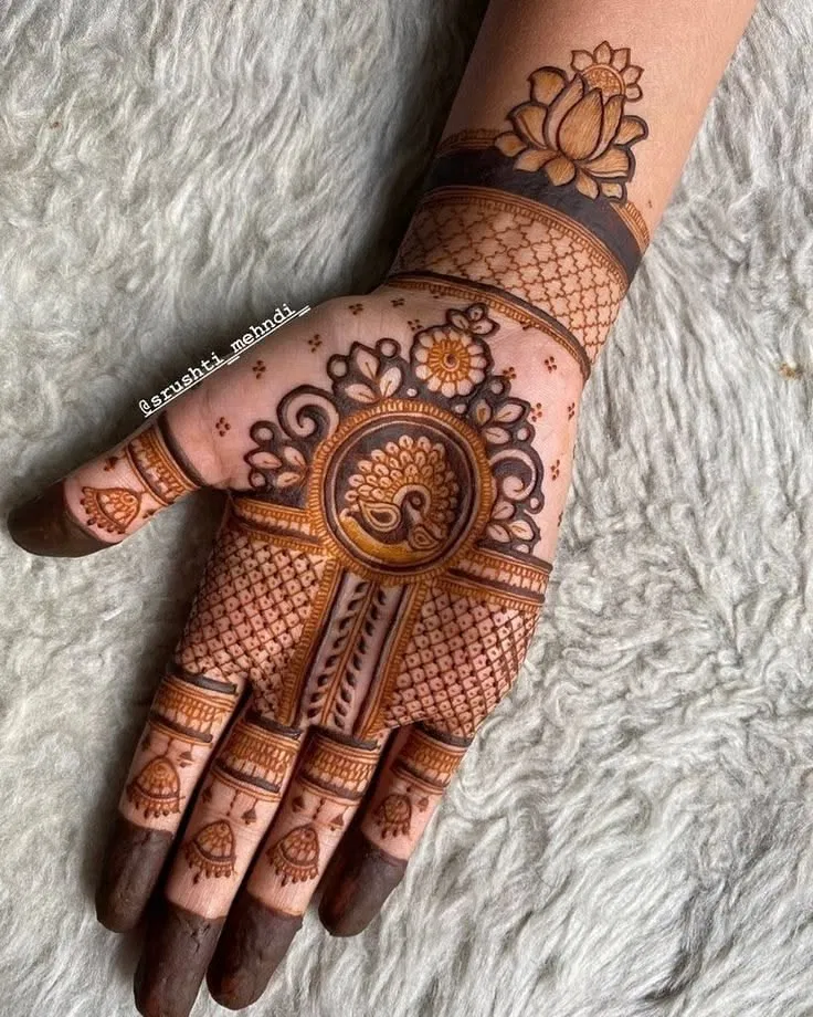 Bridal Indian Front Hand Mehndi Design for Diwali (2)