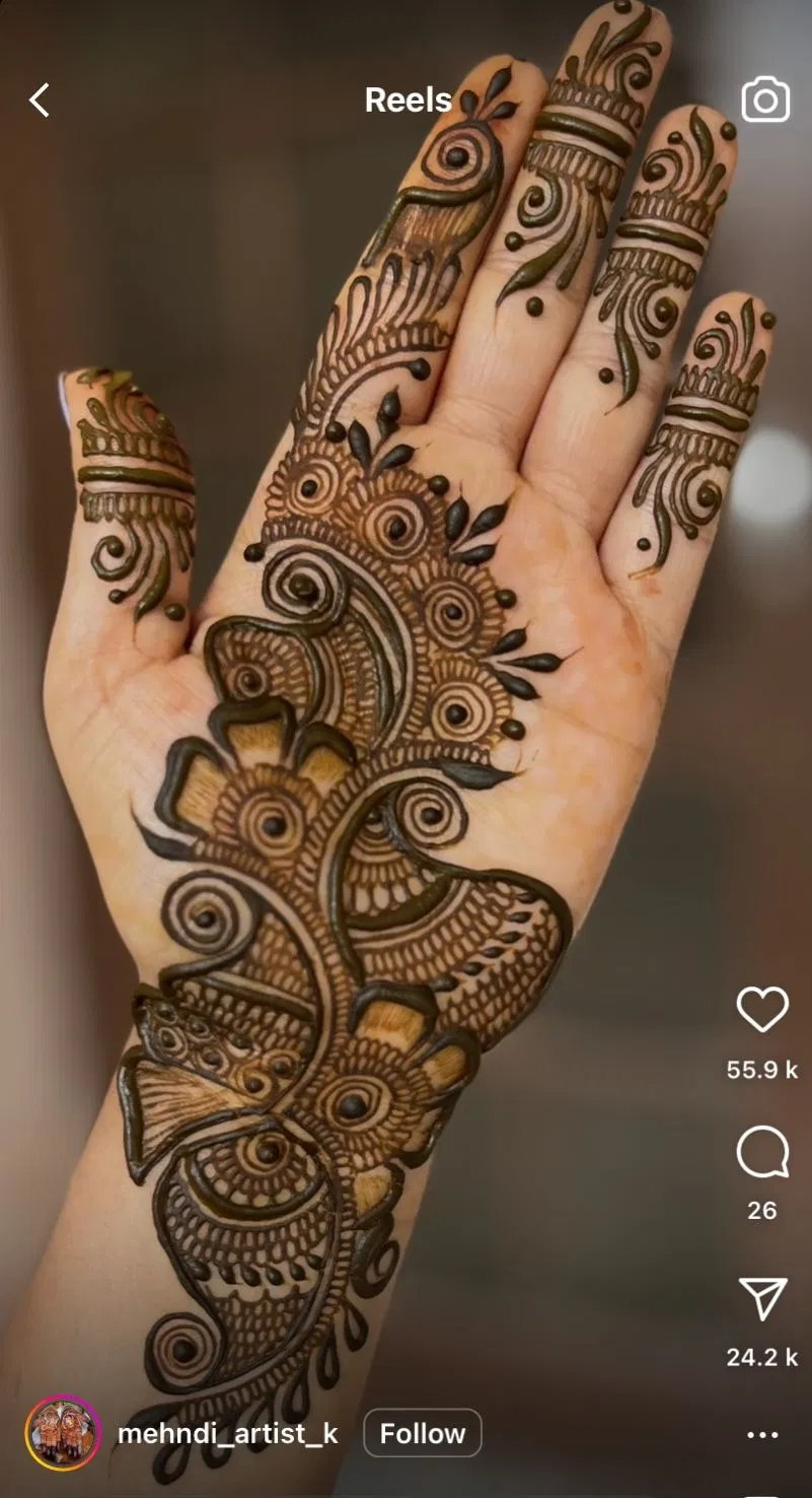 Arabic Bridal Front Hand Mehndi Design with Bel