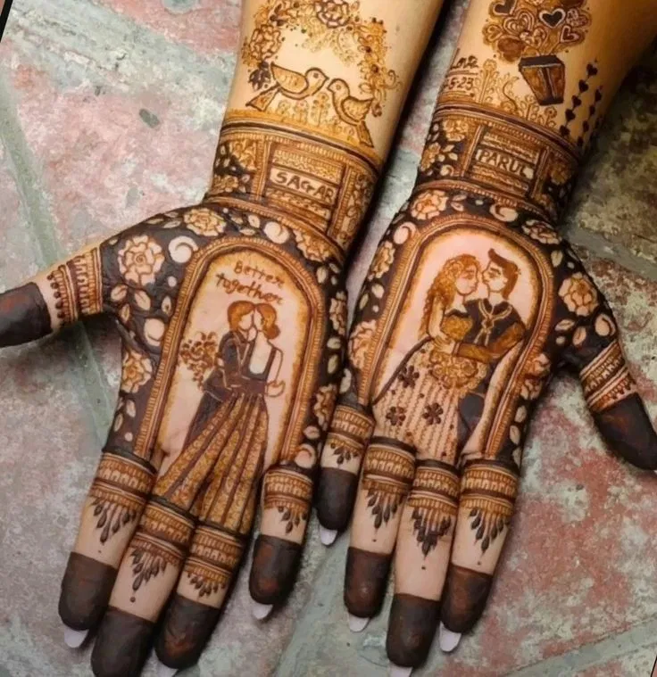 Stylish Mehndi Design with Figures