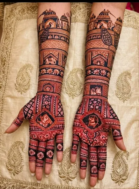 bridal stylish figure full hand mehndi design