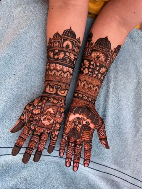 bridal stylish full hand mehndi design