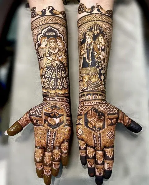 bridal stylish figure full hand mehndi design